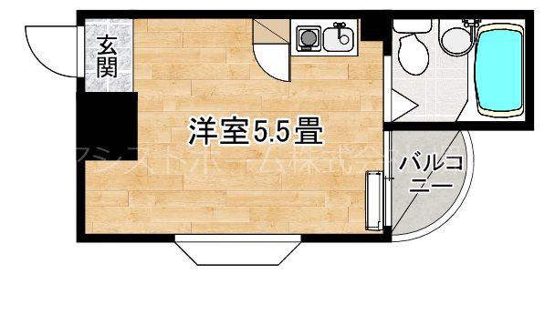 ホワイトヴィラ(ワンルーム/2階)の間取り写真
