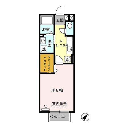 クレールアヴニールB(1K/2階)の間取り写真