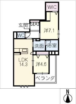 アリコルージュ(2LDK/4階)の間取り写真