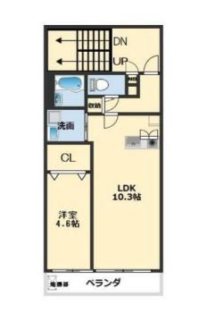 クリスタルビル(1LDK/3階)の間取り写真
