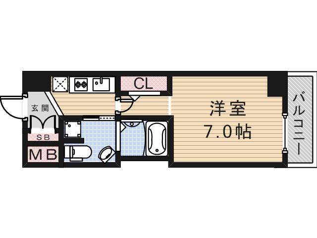 ラシーヌ天王寺町南(1K/11階)の間取り写真