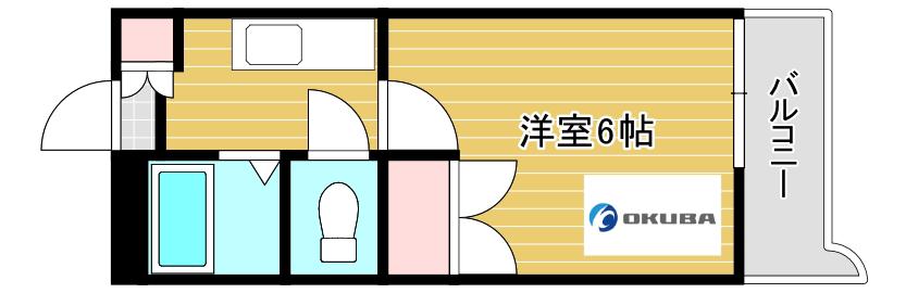 エクセル郡元(1K/6階)の間取り写真