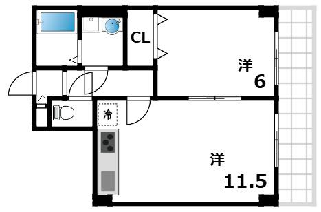 ウェブハウス魚崎(1LDK/3階)の間取り写真