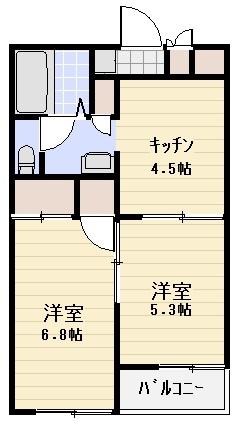 ドミールイシイ(2K/1階)の間取り写真