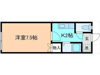 ハイツNY(1K/1階)の間取り写真