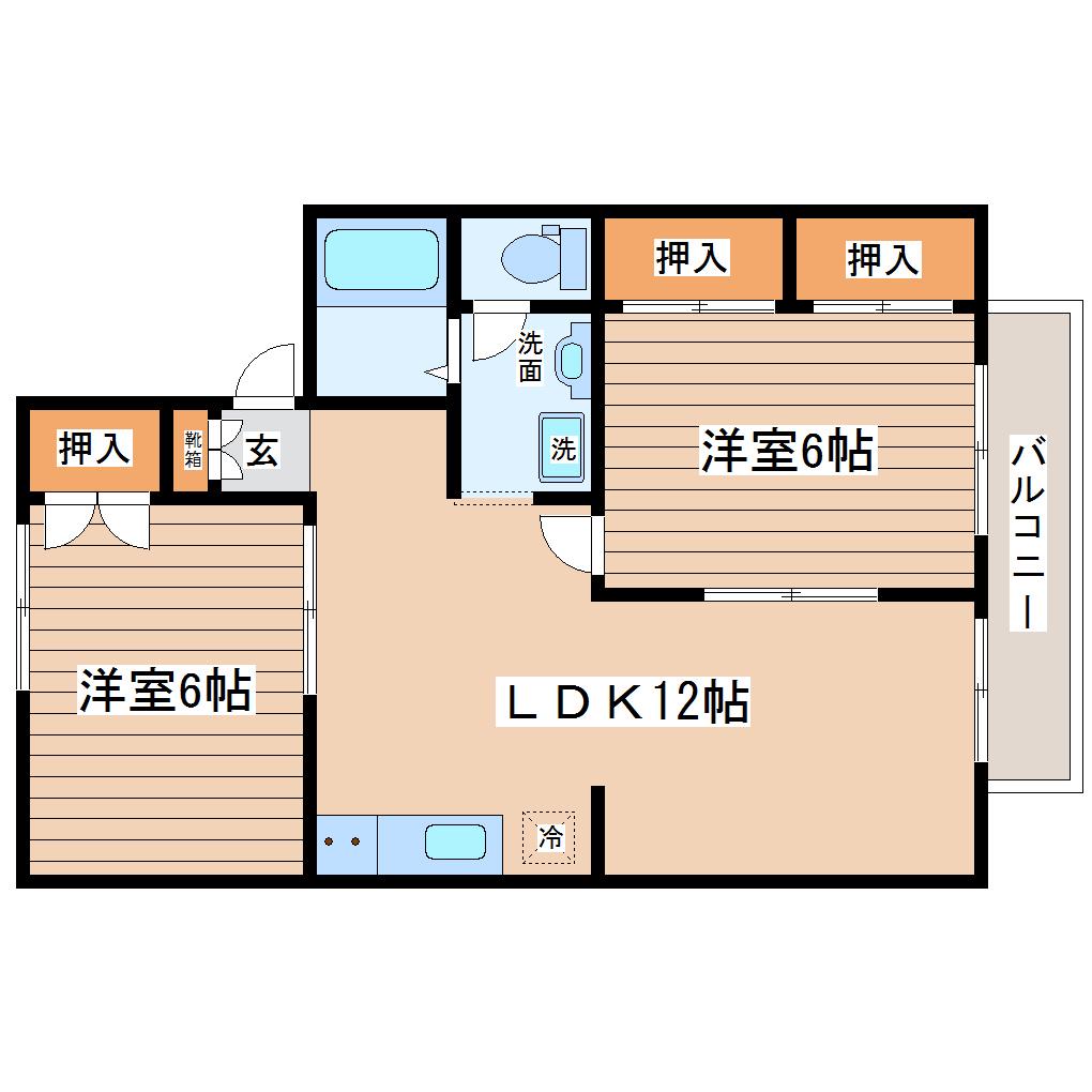 セジュール南光台V(2LDK/1階)の間取り写真