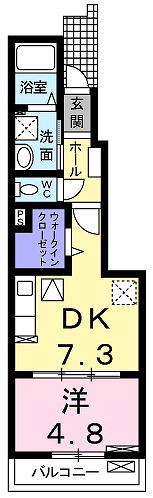 フラワータウンガーデニア(1DK/1階)の間取り写真
