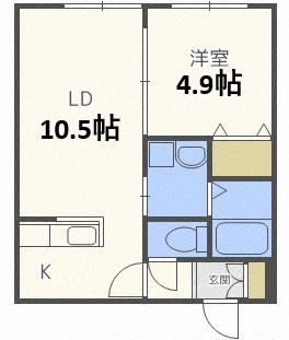 ラ・シュエット江別(1LDK/2階)の間取り写真