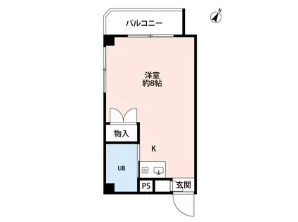 パールハイツ(ワンルーム/4階)の間取り写真