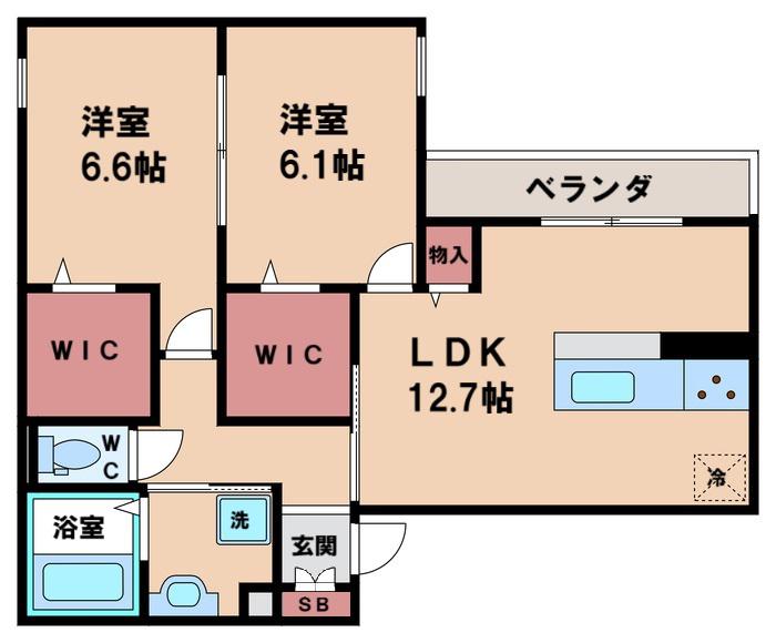 LANA HALE(2LDK/2階)の間取り写真