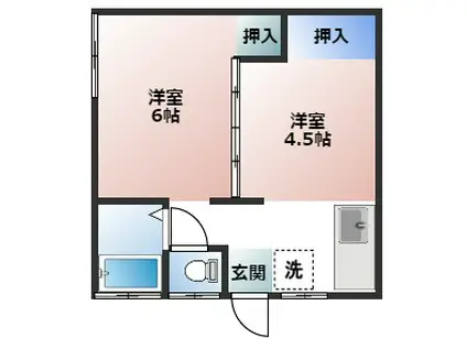 浦賀レジデンス(ワンルーム/2階)の間取り写真