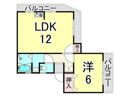 ミスターK北武庫之荘(1LDK/3階)の間取り写真