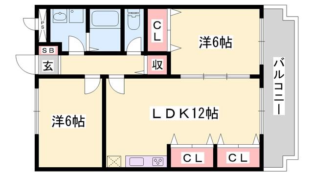 メゾンウィステリア(2LDK/4階)の間取り写真