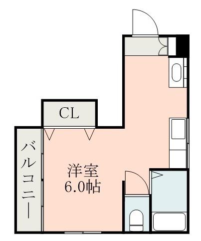 スプリングハイツ中洲(ワンルーム/2階)の間取り写真