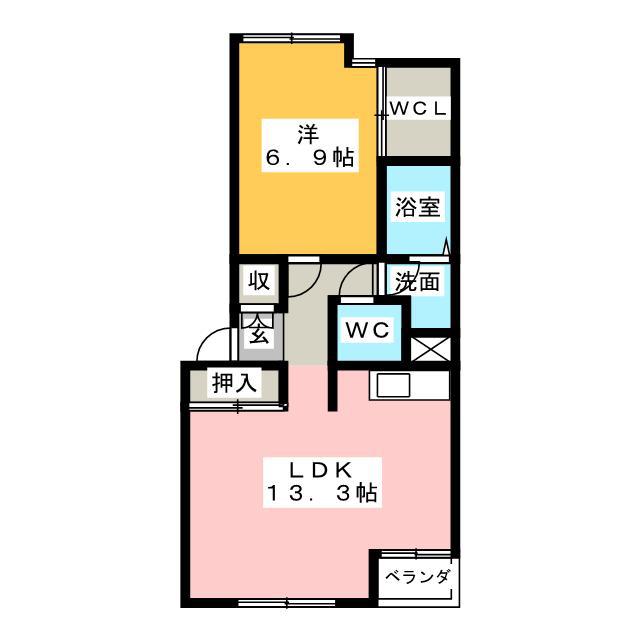 エトワール・ドゥ(1LDK/1階)の間取り写真