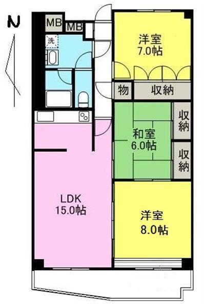 イトーピア高松418号(3LDK/4階)の間取り写真