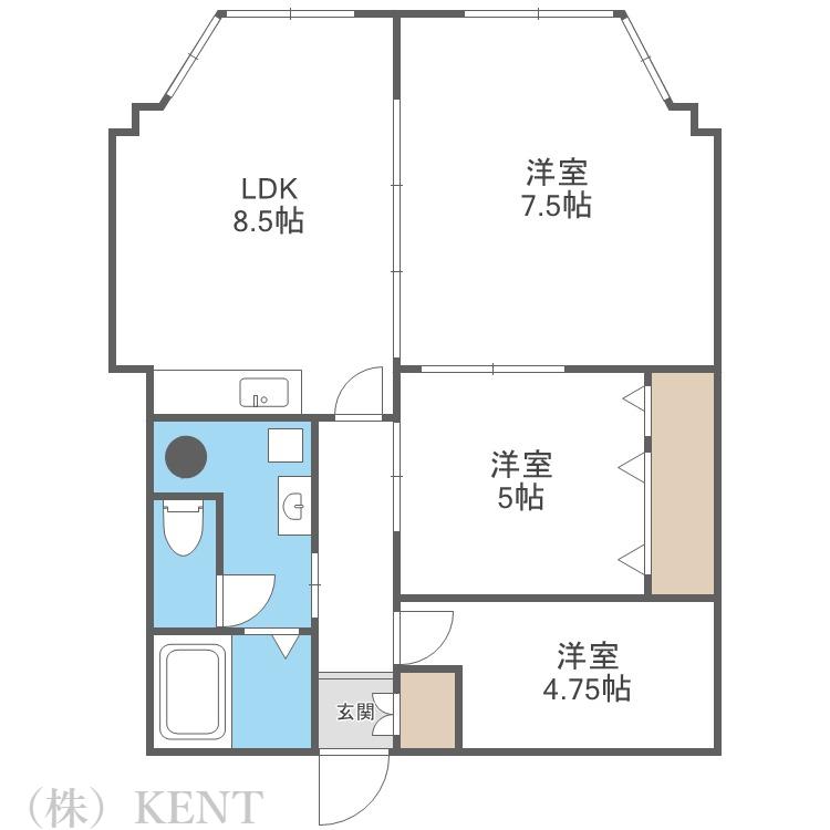 カルチェド札幌(3LDK/5階)の間取り写真