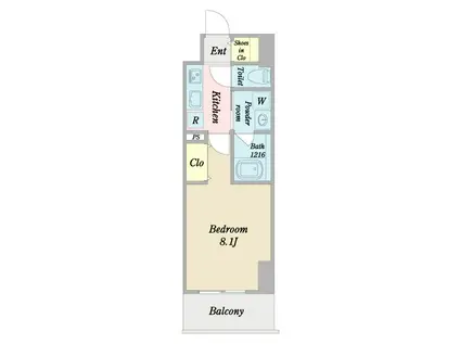 CENTRAL S 砂山町(1K/9階)の間取り写真