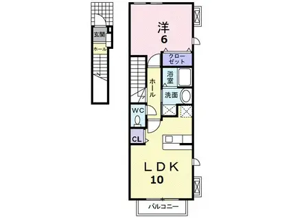 リヴェール南片江(1LDK/2階)の間取り写真
