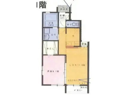 ベルナール加賀野(1LDK/1階)の間取り写真