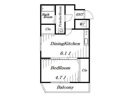 プランドール千葉(1DK/3階)の間取り写真