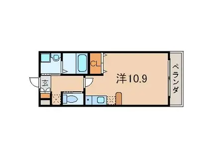 ローサセタ(ワンルーム/2階)の間取り写真