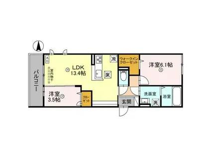 PALAIS POIRE(2LDK/1階)の間取り写真