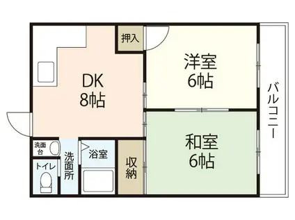 ロイヤルハウス山手(2DK/4階)の間取り写真