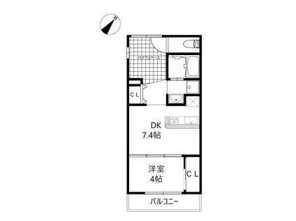 モデルノ大手町(1DK/2階)の間取り写真