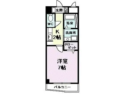 プラシードカーサ(1K/1階)の間取り写真