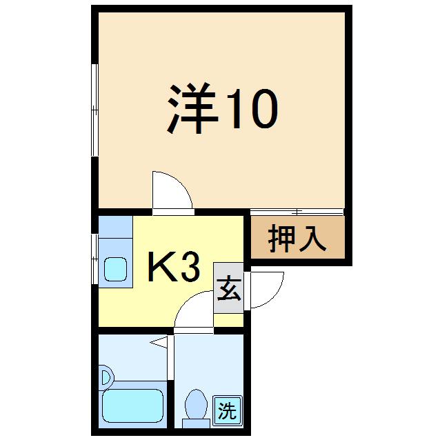 レジデンスセラミ(1K/2階)の間取り写真