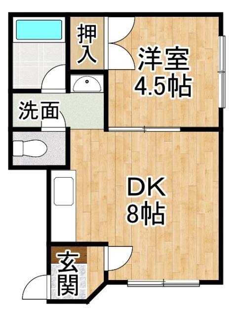 とまとハウス(1DK/2階)の間取り写真