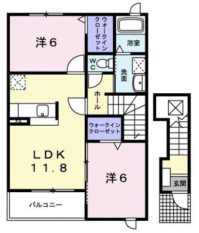 メゾンオーシャンA(2LDK/2階)の間取り写真