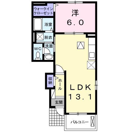 ブランシェントA(1LDK/1階)の間取り写真