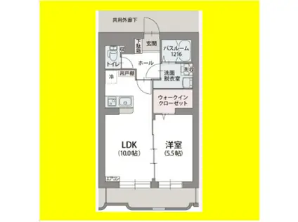 クレール ウエスト(1LDK/3階)の間取り写真