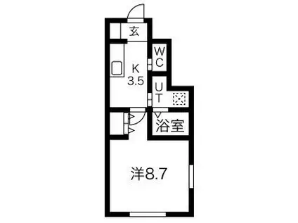 NOV さくら通(1K/1階)の間取り写真