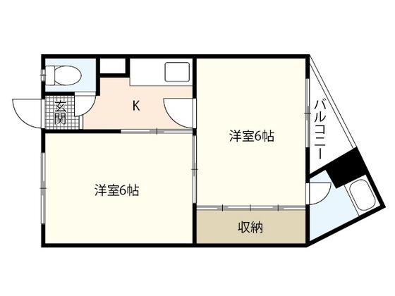 明徳ビル(2K/4階)の間取り写真