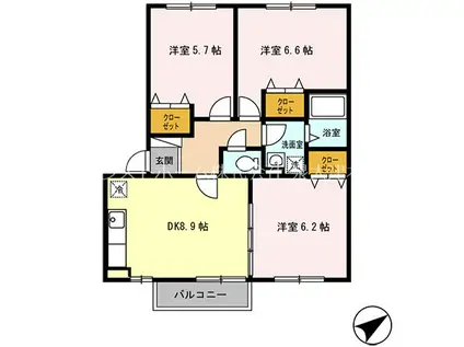 ラ・プリミエール城東(3DK/2階)の間取り写真