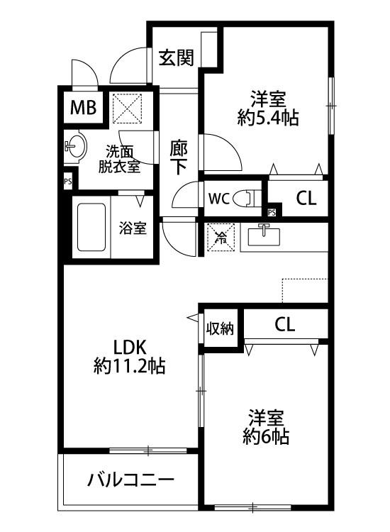セカンドステージZERO(2LDK/1階)の間取り写真