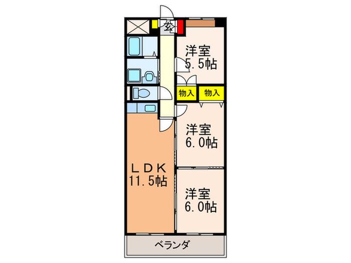 MAYUMIウエストサイド楠葉(3LDK/2階)の間取り写真
