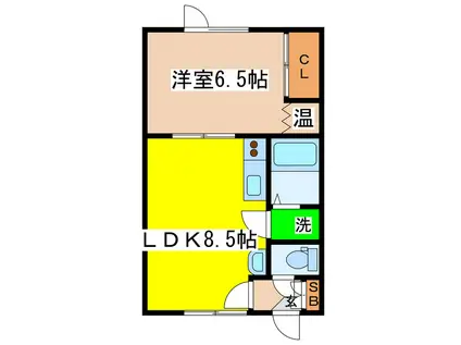 ホクトK(1LDK/1階)の間取り写真