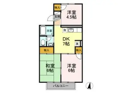 セジュール鳥形(3DK/2階)の間取り写真