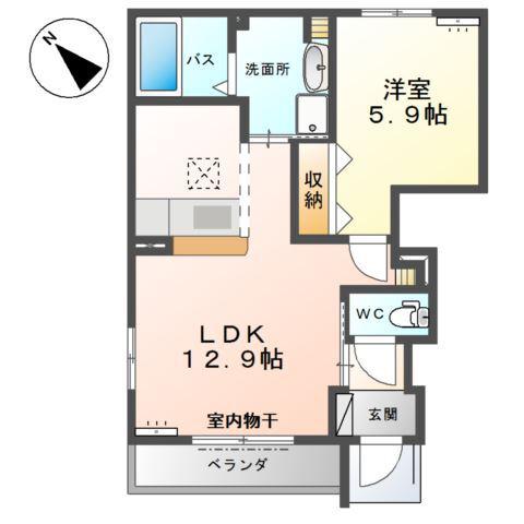 エクセルハイム(1LDK/1階)の間取り写真