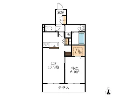 メゾン天白公園東 E棟(1LDK/1階)の間取り写真