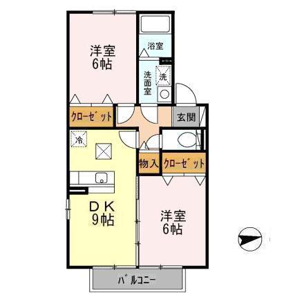 ラフィーネあさか A(2DK/1階)の間取り写真