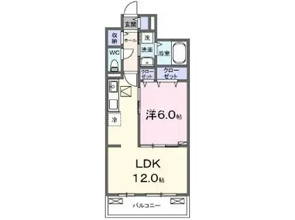 リバーサイドII(1LDK/2階)の間取り写真