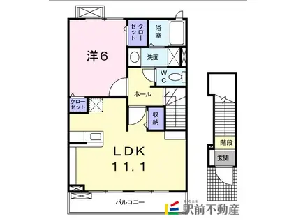 ウィステリアガーデンIII(1LDK/2階)の間取り写真