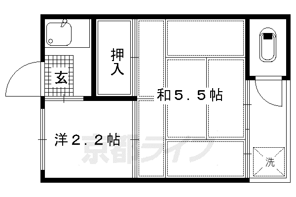 岡本アパート(2K/2階)の間取り写真