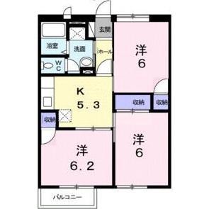 サザンクレセント(3K/2階)の間取り写真