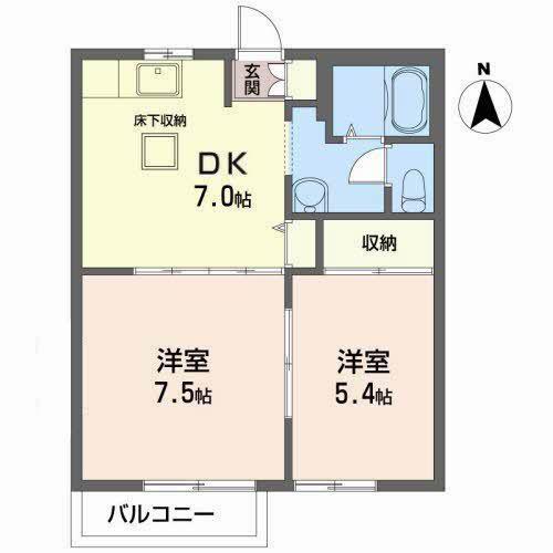 セフィラハイツ(2DK/1階)の間取り写真